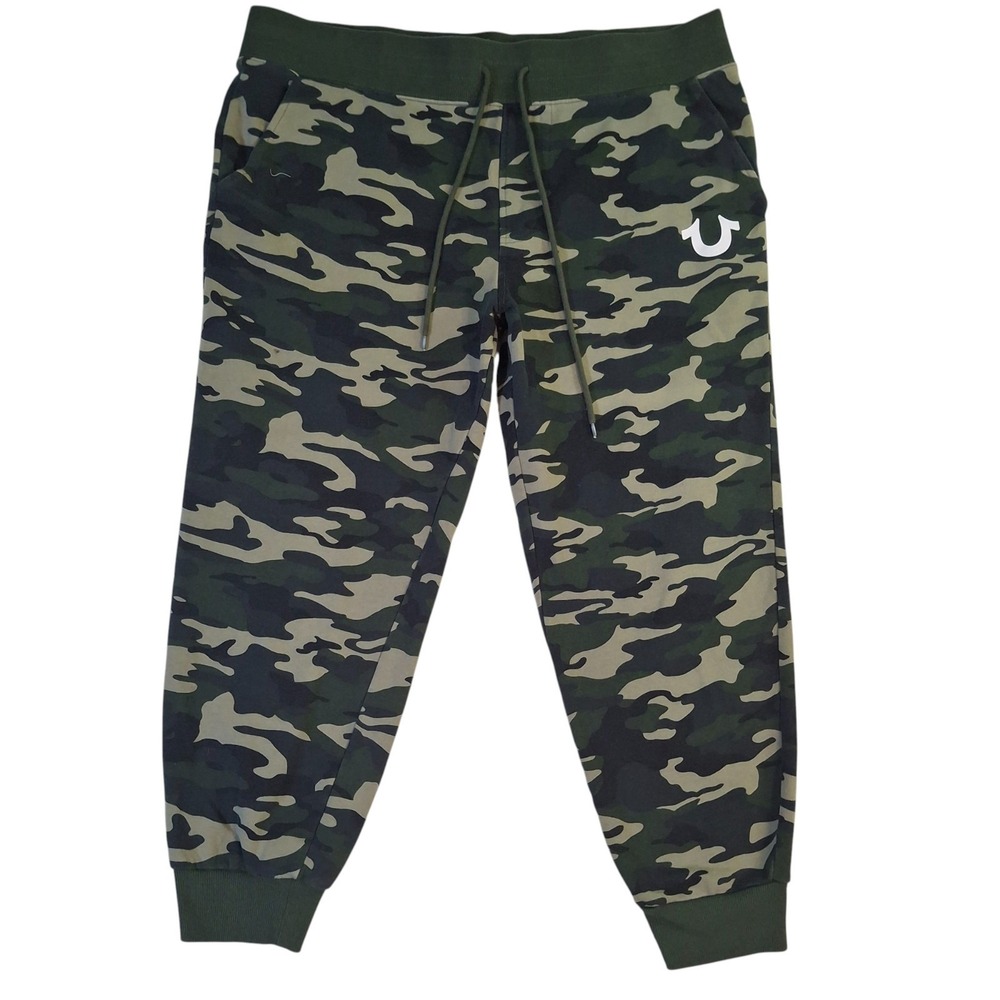 True Religion Camo Jogger Welt Men's 2XL (40x27) Green Camouflage Sweatpants